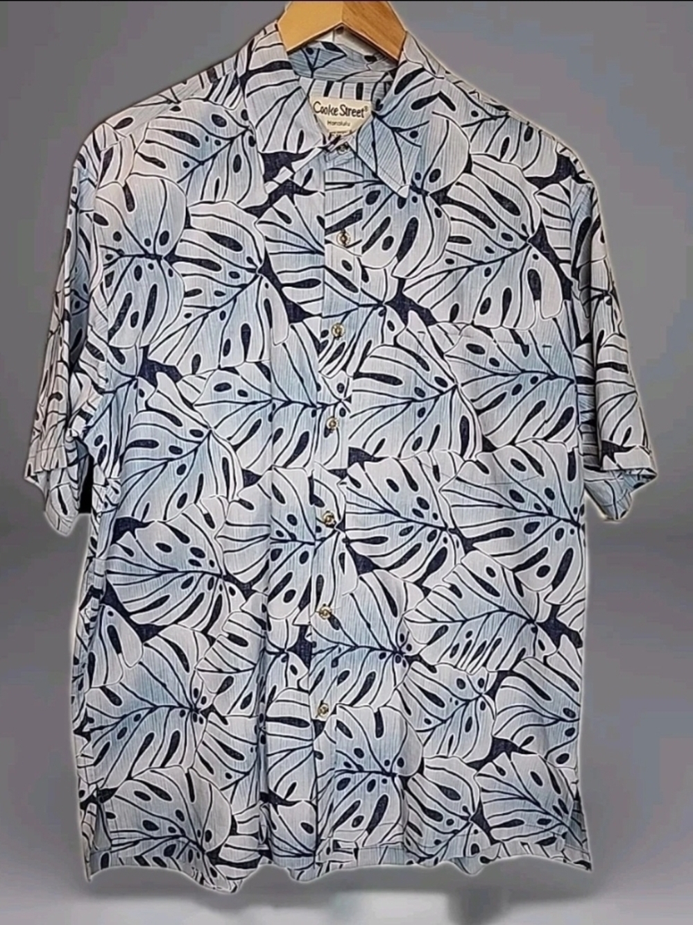 COOKE STREET HONOLULU Shirt Mens Large USA Button Blue Palm